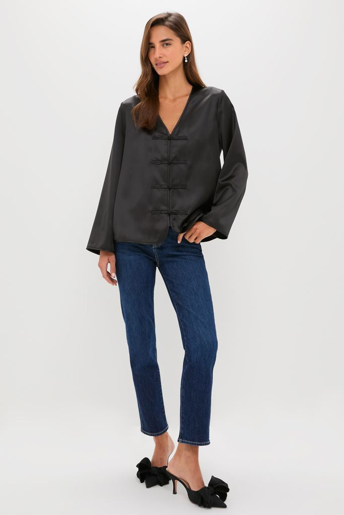 Black Satin Tatiana Blouse