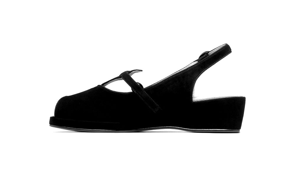 Betty Vintage Sandals (Black Suede)
