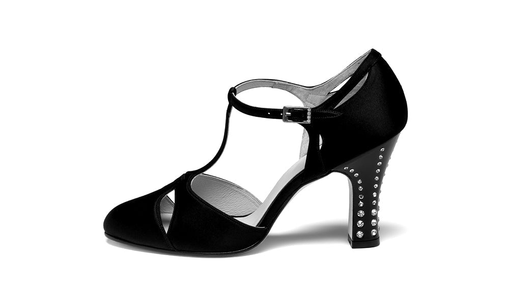 Marigold Rhinestone 1920s Pumps (Black)