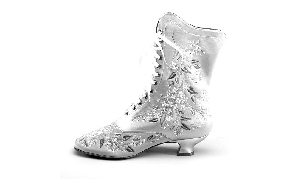 Flora Women's Embroidered Boots (Celadon Green)