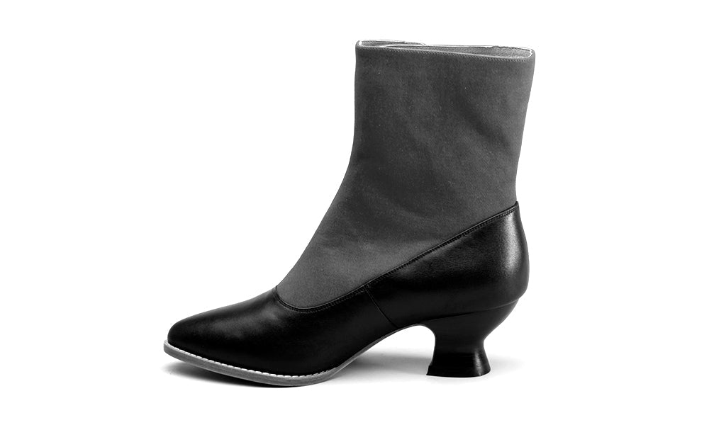 Manhattan Victorian Cloth-Top Button Boots (Burgundy/Black)