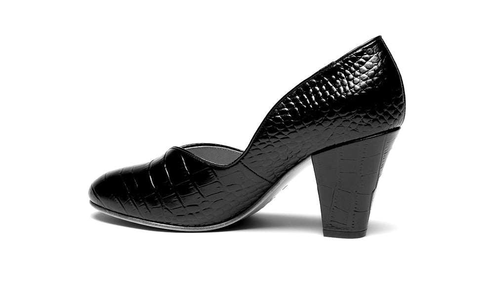 Marilyn Vintage Pumps (Mock Croc Black)