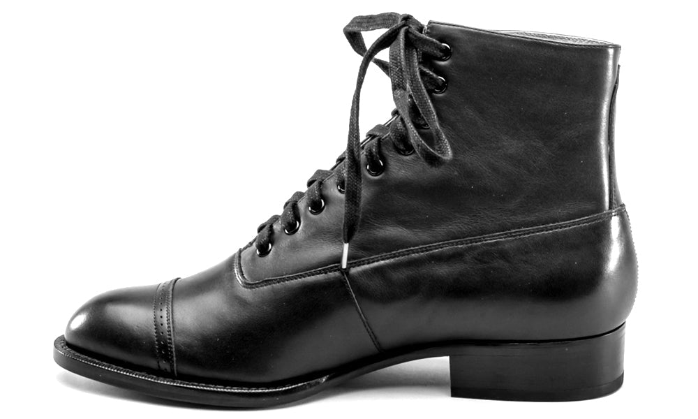 Rainey Vintage Lace-Up Boots (Black)