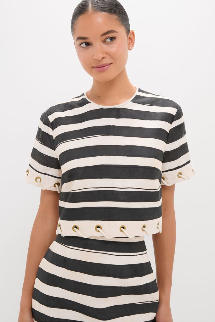Black Stripe Story Top