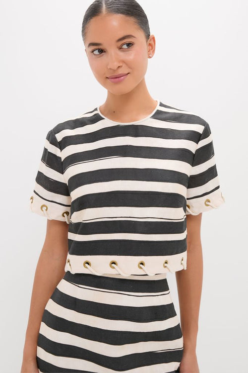 Black Stripe Story Top