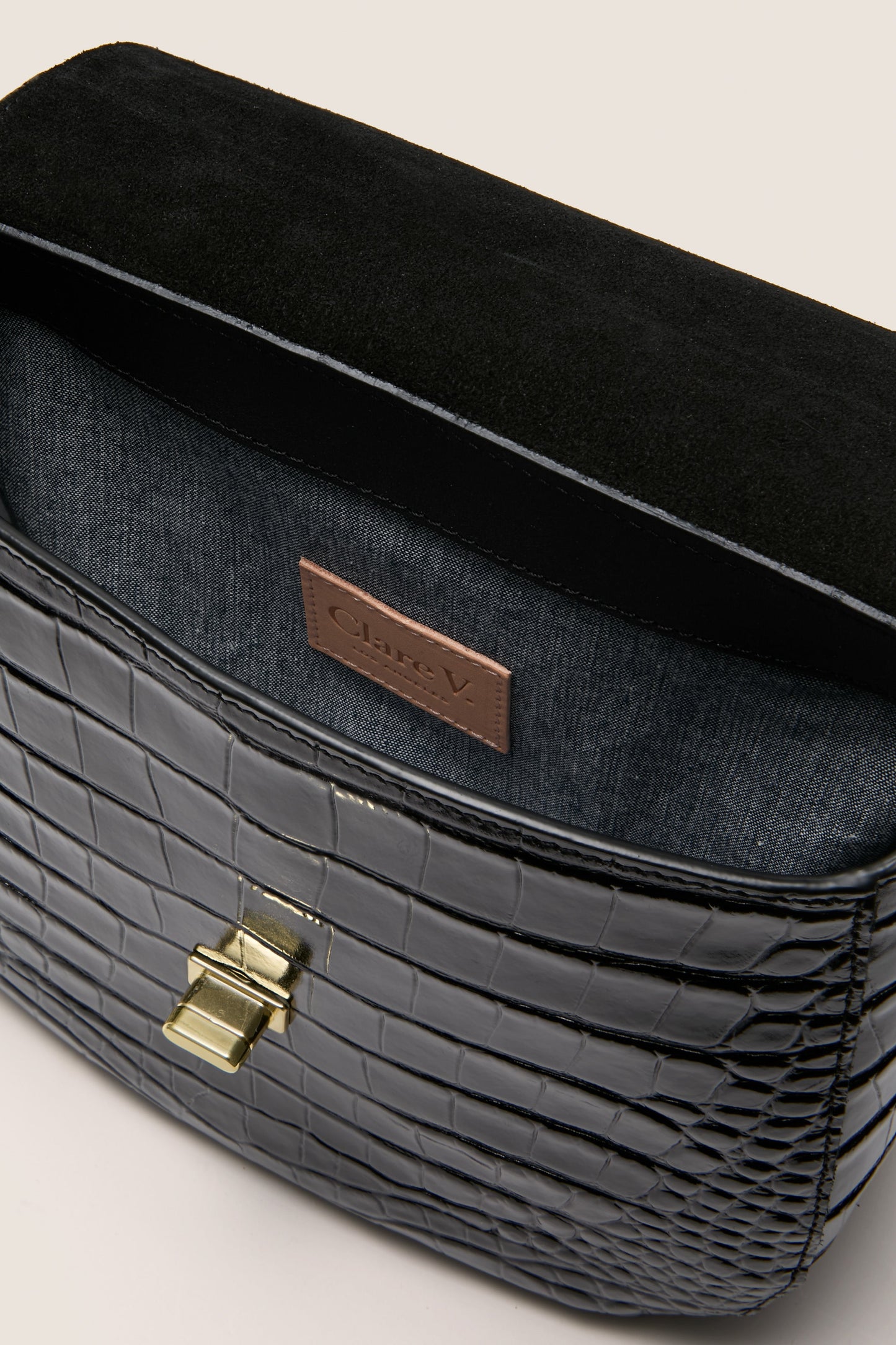 Black Croco Turnlock Louis with Top Handle