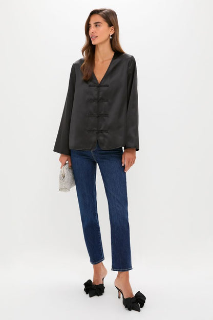 Black Satin Tatiana Blouse