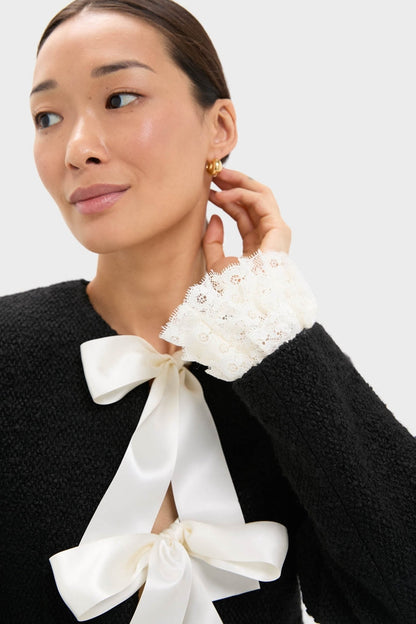 Black Seraphine Solid Bow Jacket