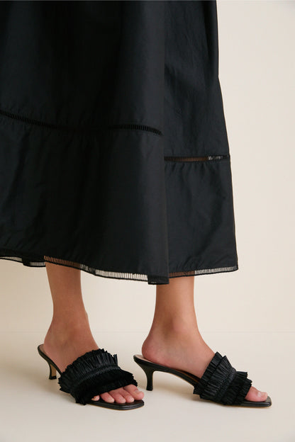 Black Raffia Christy Heels