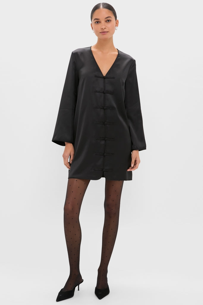 Black Satin Tatiana Dress