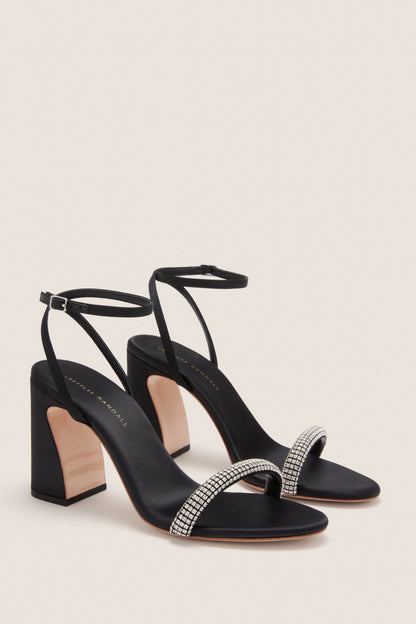 Black Satin with Diamonds Malia Heels