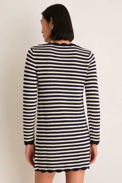 Black Stripe Knit Faro Mini Dress