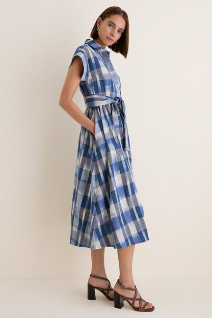 Beckett Navy Belted Shirt Dress