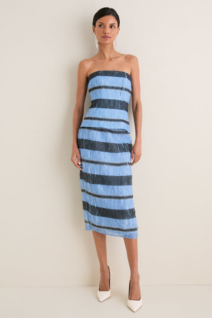 Blue and Black Graphic Stripe Priya Skirt