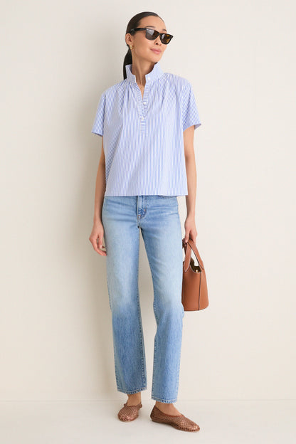 Blue and White Stripe Finn Popover