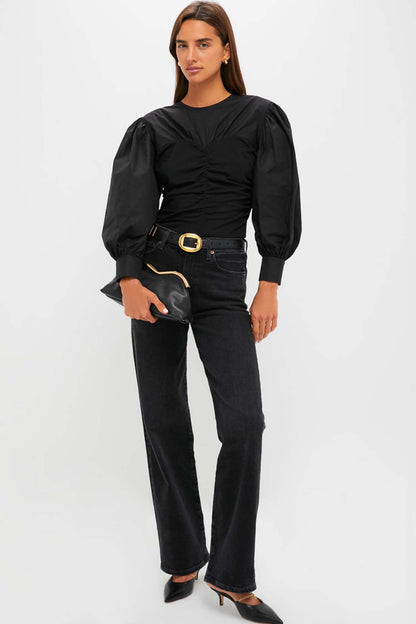 Black Mixed-Media Anita Blouse