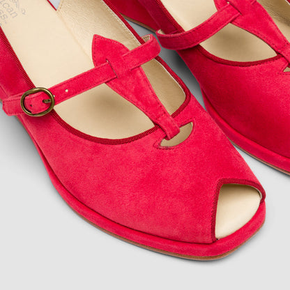 Betty Vintage Sandals (Red Suede)