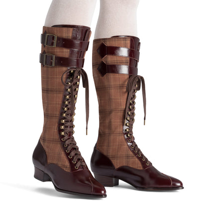 Cambridge Edwardian Bicycle Boots (Brown/Plaid)