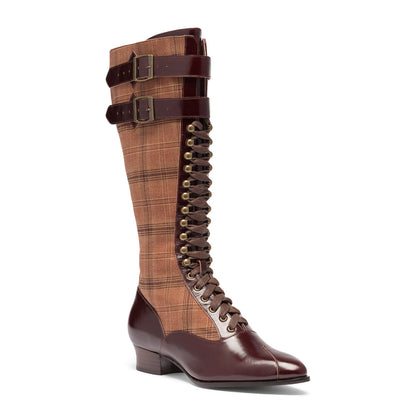 Cambridge Edwardian Bicycle Boots Wide (Brown/Plaid)