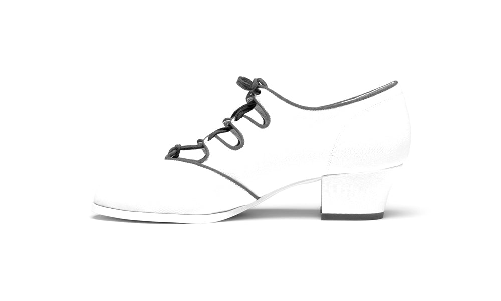 Clementine Vintage Ghillie Shoes Wide (Ivory/Red)