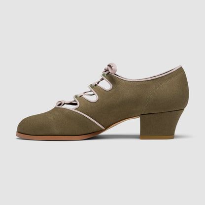 Clementine Vintage Ghillie Shoes Wide (Moss Green/Taupe)