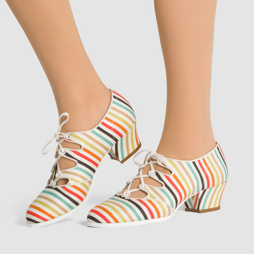 Clementine Vintage Ghillie Shoes Wide (Multi-Stripe)