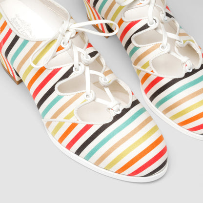Clementine Vintage Ghillie Shoes Wide (Multi-Stripe)