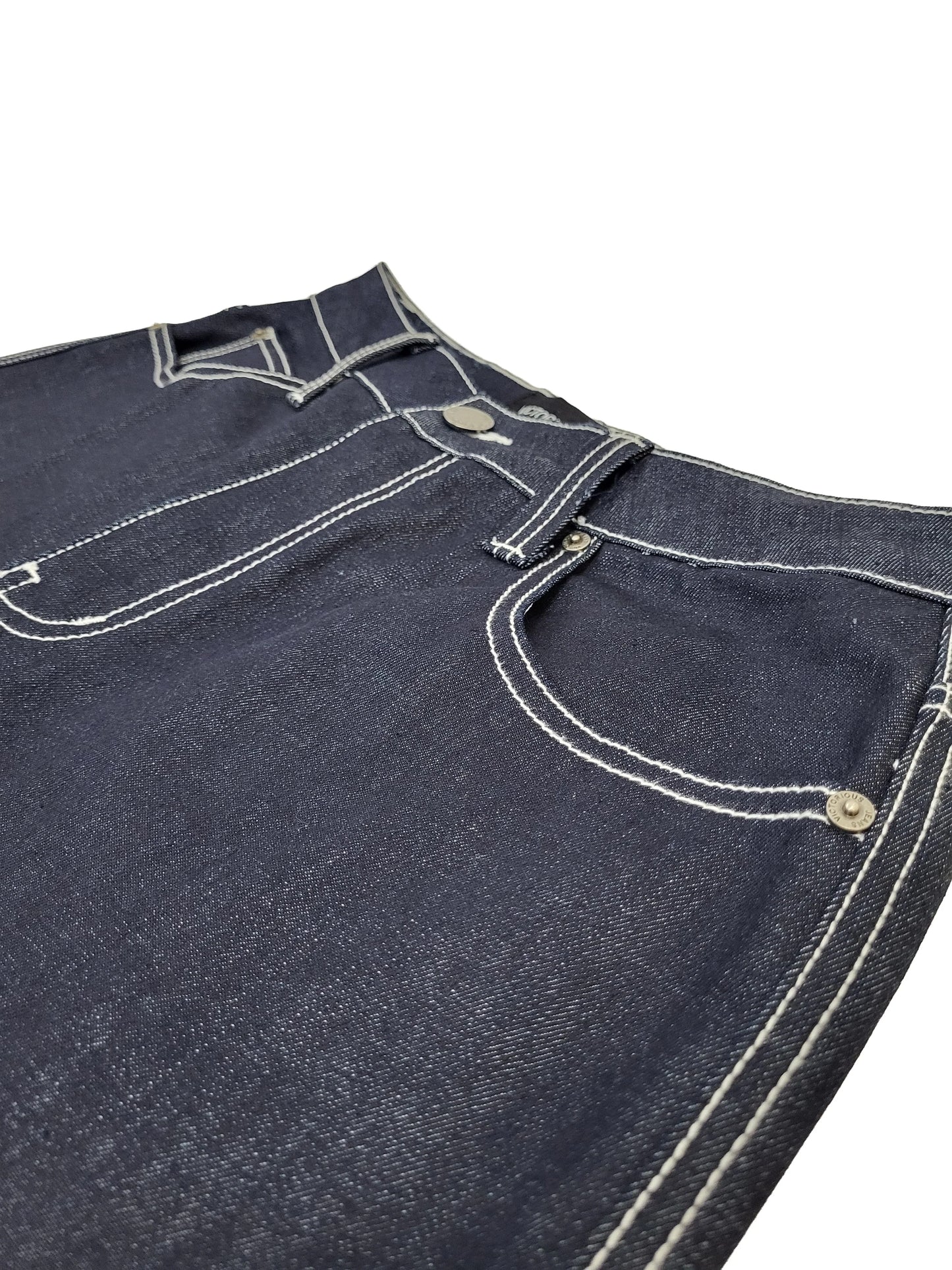 Baggy Fit Raw Denim Cargo Jeans