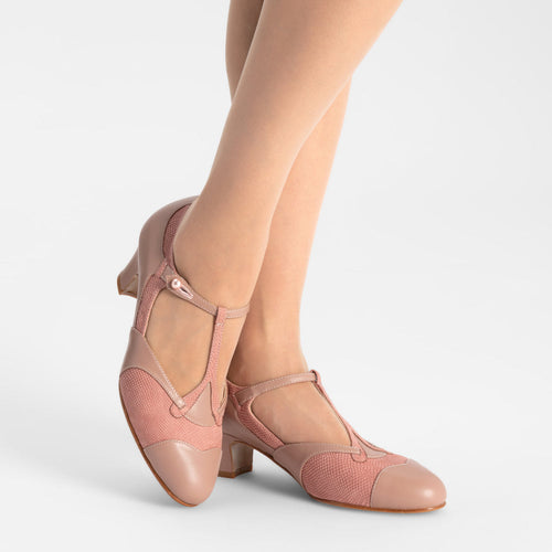 Doris 1920s Pumps Wide (Blush Pink)