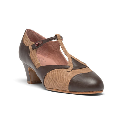 Doris 1920s Pumps (Brown/Tan)
