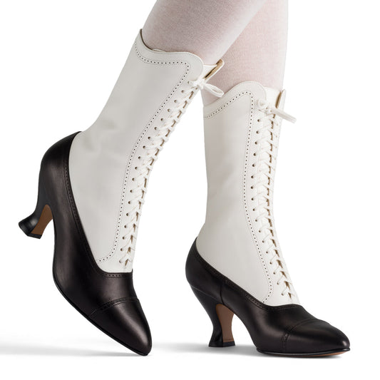 Edith Edwardian Boots (Black/Ivory)