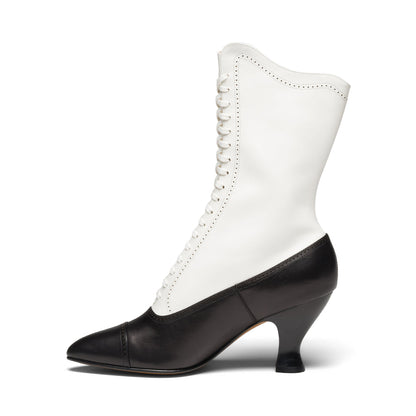 Edith Edwardian Boots Wide (Black/Ivory)