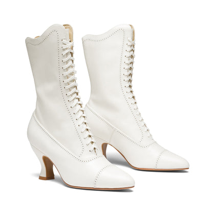 Edith Edwardian Boots Wide (Cream)