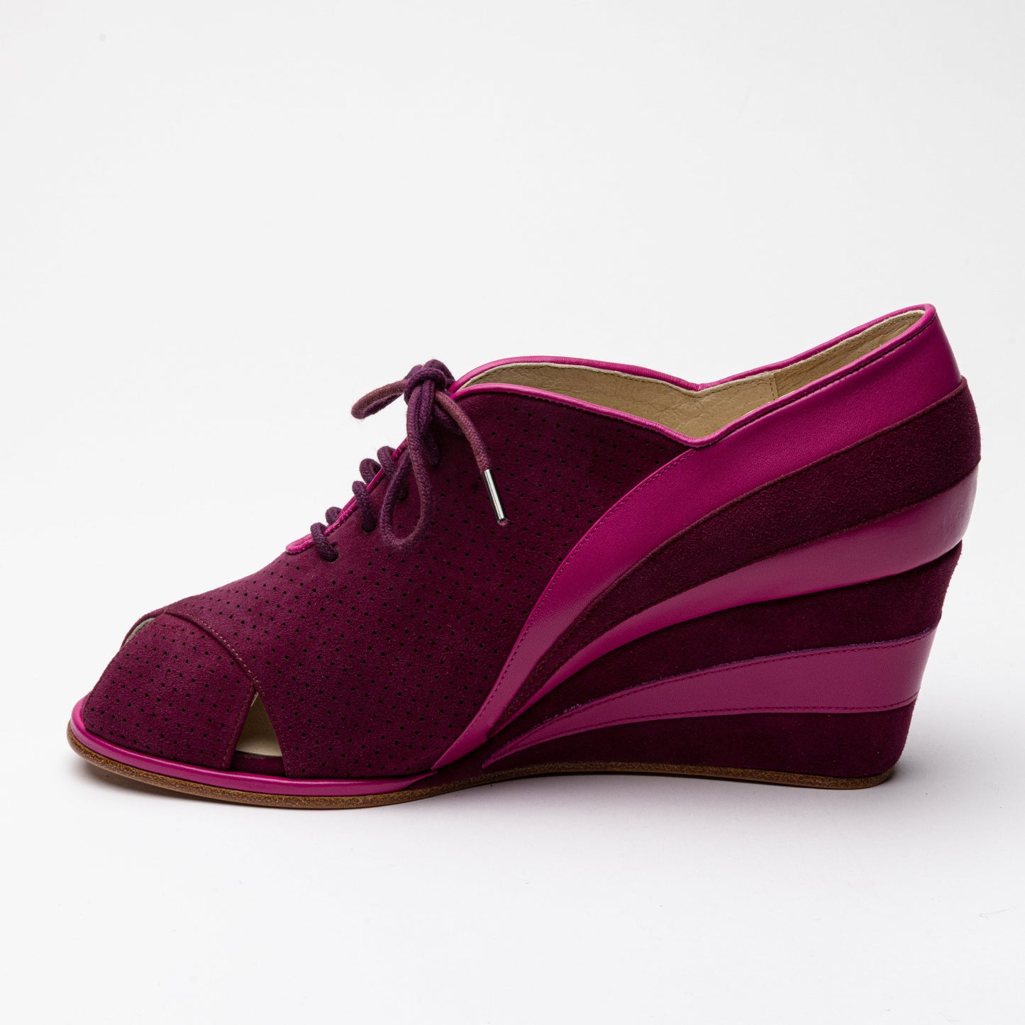 Esme 1930s Wedges (Fuchsia/Wine)
