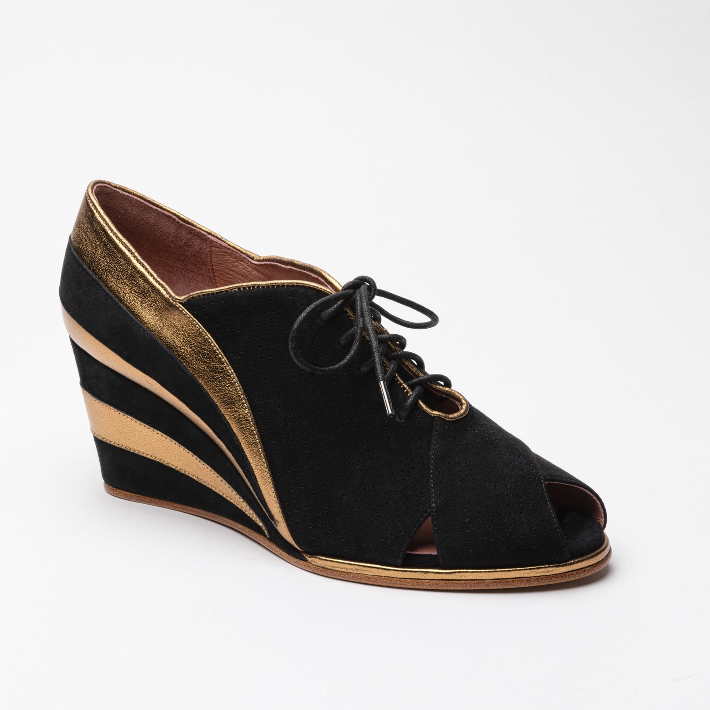 Esme 1930s Wedges (Gold/Black)