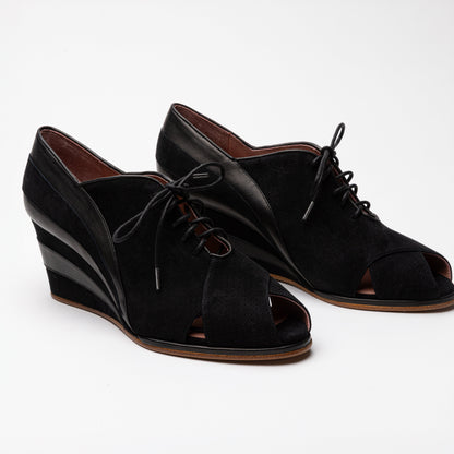 Esme 1930s Wedges (Black/Black)