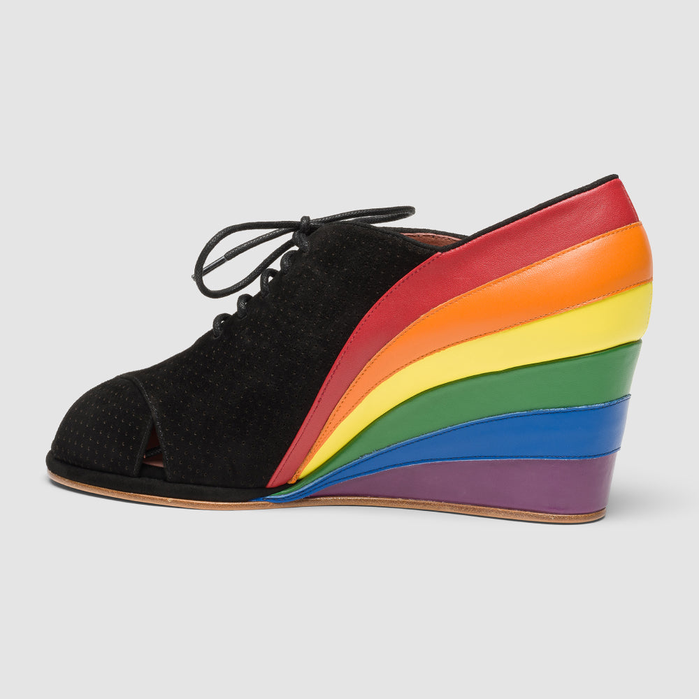 Esme 1930s Wedges Pride Edition (Black/Rainbow)