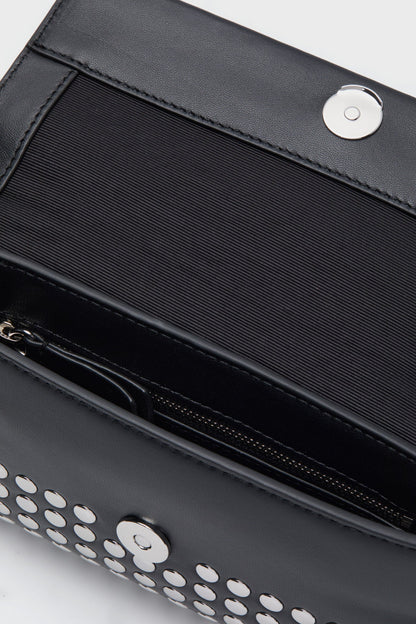 Black Silver Studded Charlee Clutch