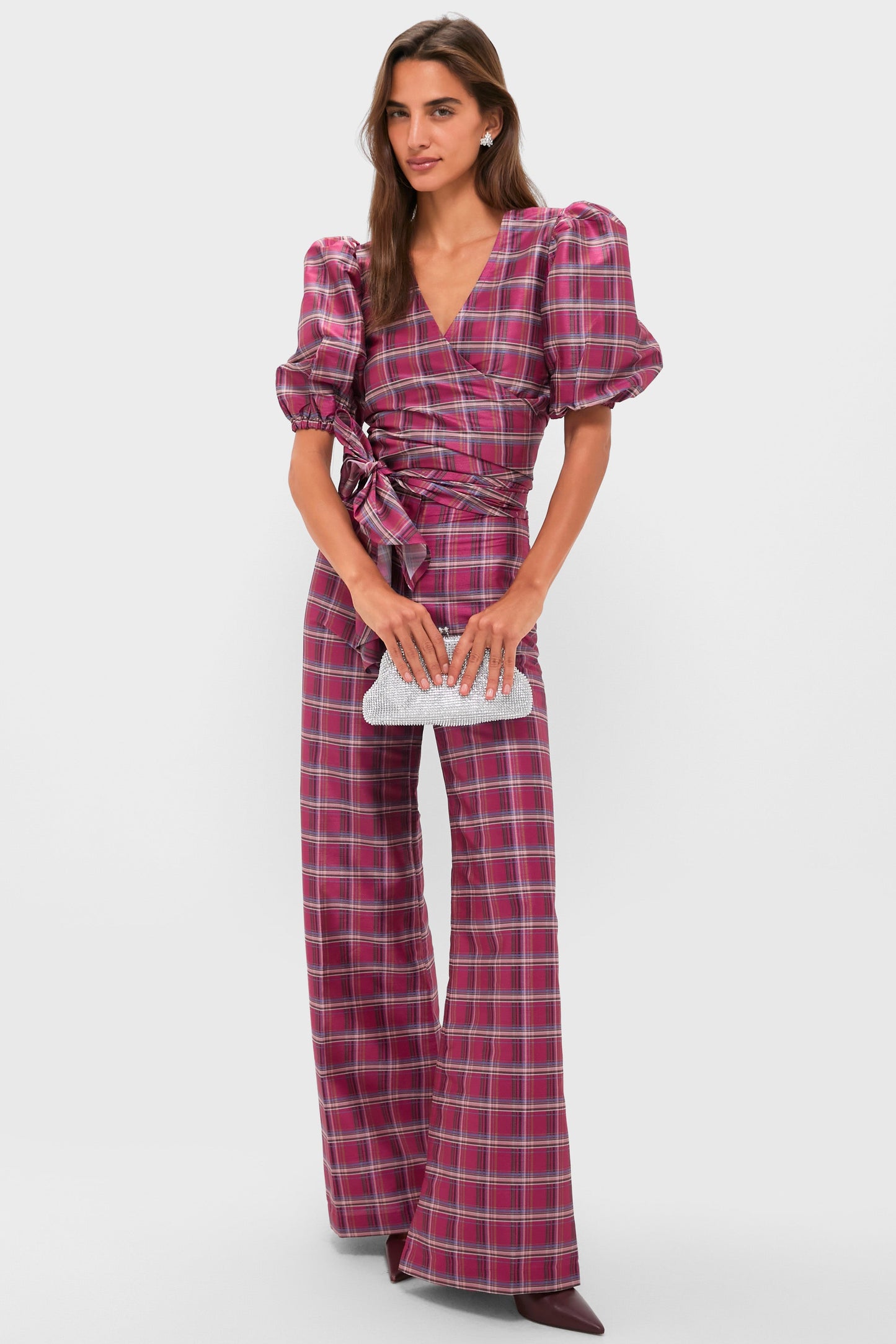 Berry Tartan Scarlett Wrap Top