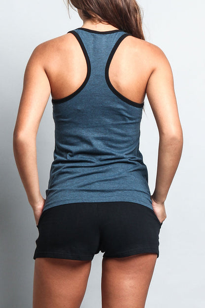 Women's Basic Contrast Piping Light Weight Tank Top (2-Pack)