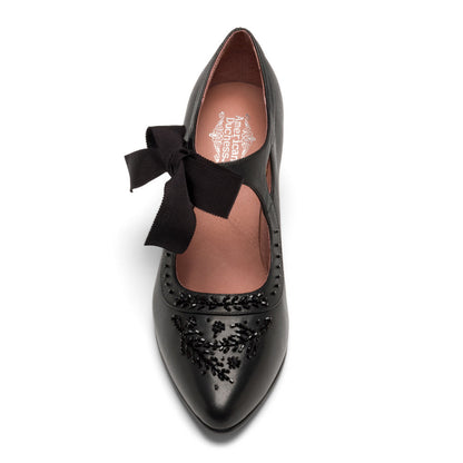 Laurel Beaded Edwardian Shoes Wide (Black)