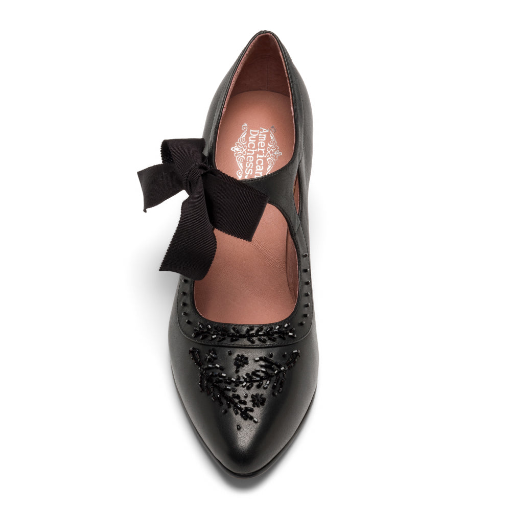 Laurel Beaded Edwardian Shoes (Black)