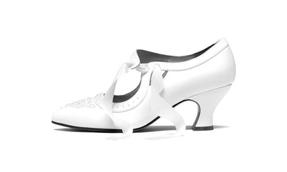 Laurel Beaded Edwardian Shoes Wide (Soft White)