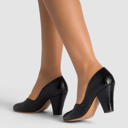 Marilyn Vintage Pumps (Mock Croc Black)