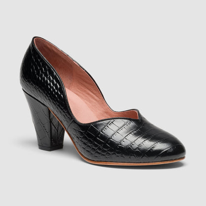 Marilyn Vintage Pumps Wide (Mock Croc Black)