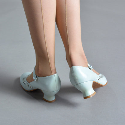 Marjorie 1920s Shoes (Blue Mist)