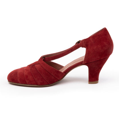 Melrose Vintage Pumps (Brick Red Suede)
