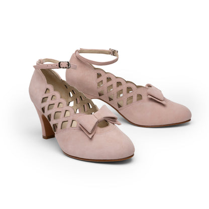 Jessie Vintage Pumps (Pink Suede)