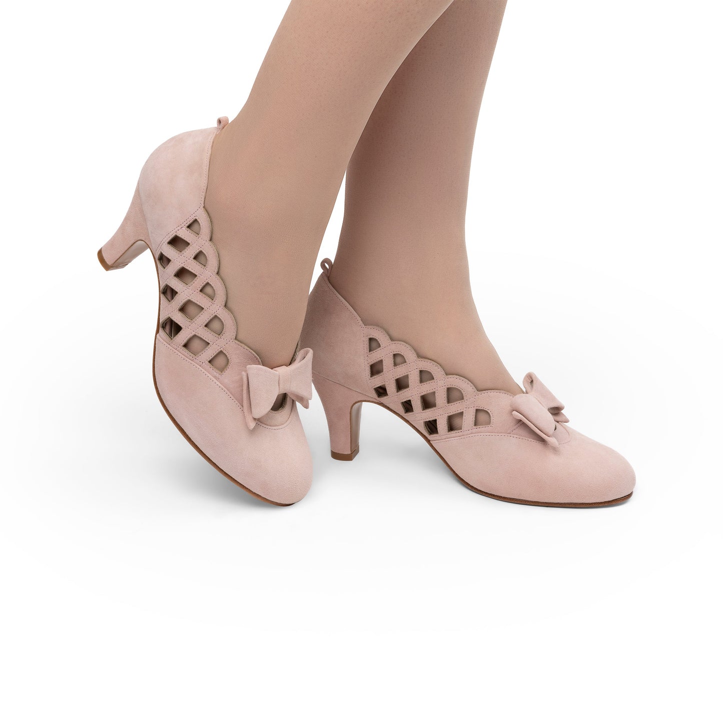 Jessie Vintage Pumps Wide (Pink Suede)