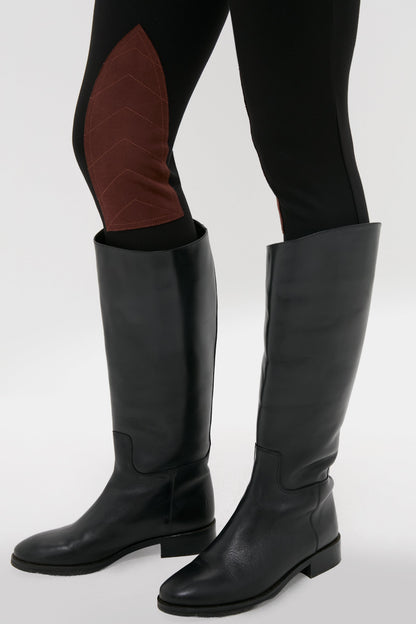 Black Suede Patch Hughes Riding Legging